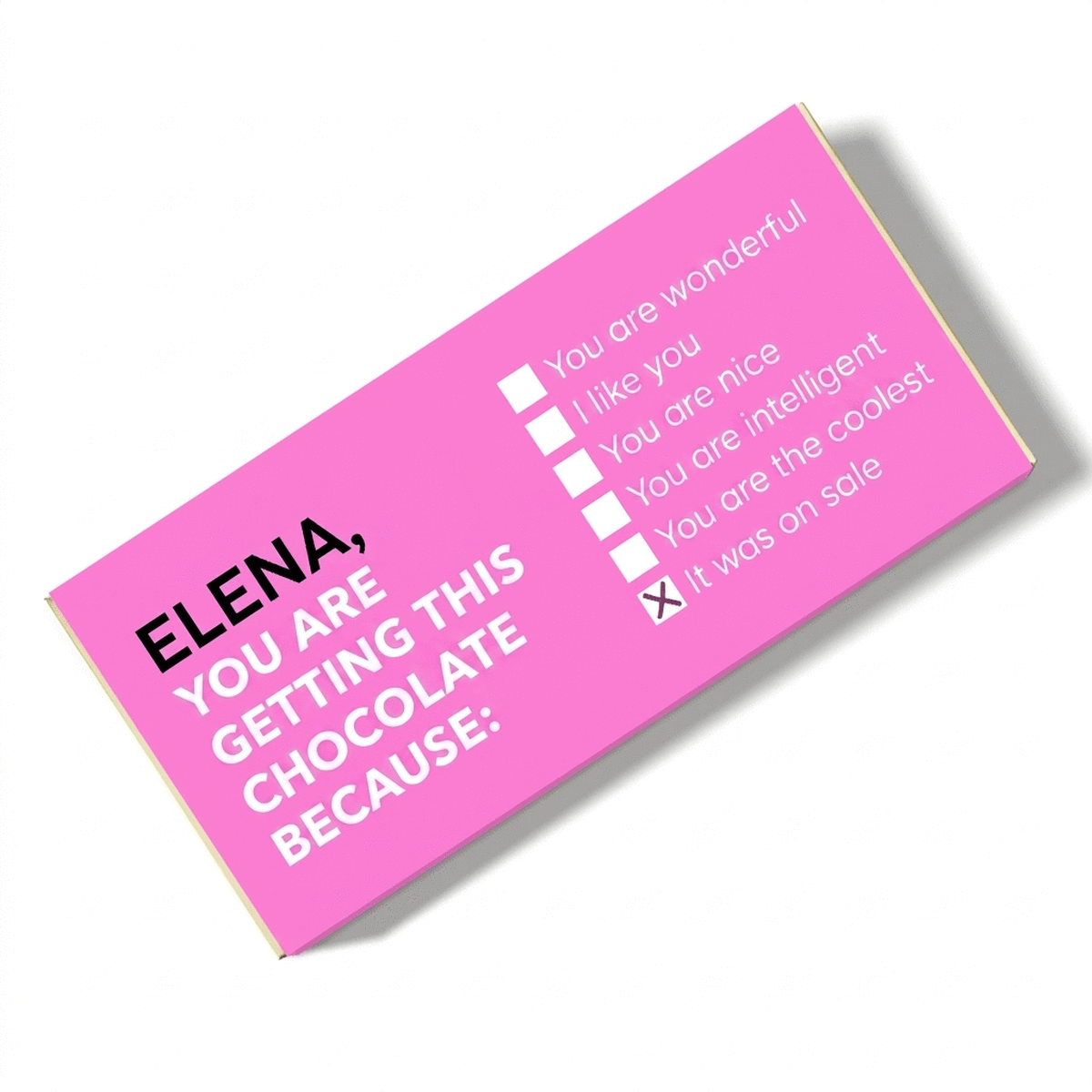 Personalised chocolate with message - Because