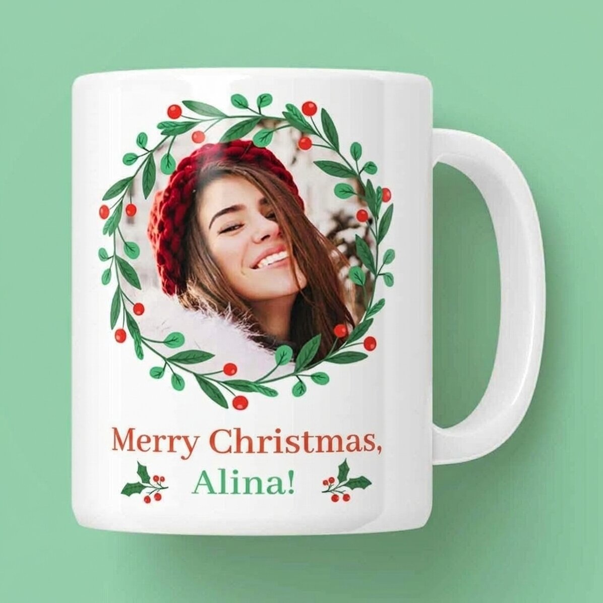 Personalised mug with text and photo - Merry Christmas!