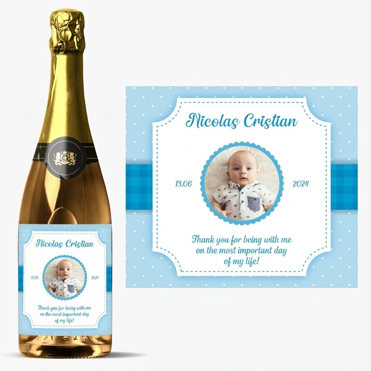 Personalised sparkling wine with text - Baby Boy