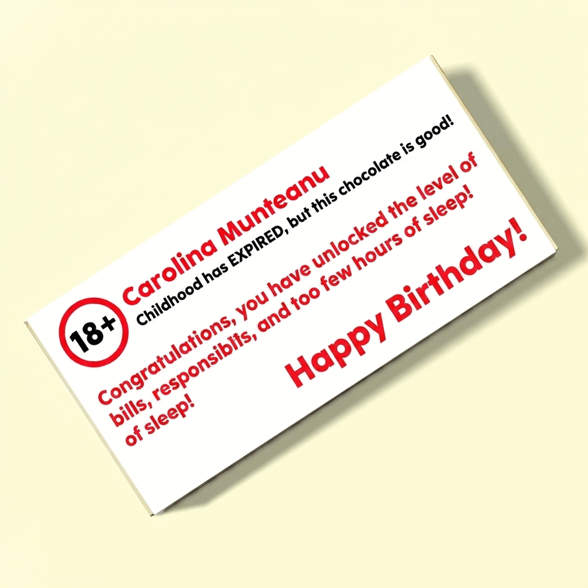 Personalised chocolate with text - Birthday greeting