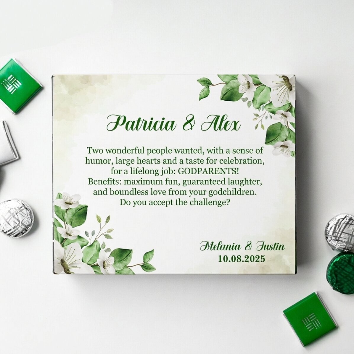 Personalised sweet box with text - Godparent request