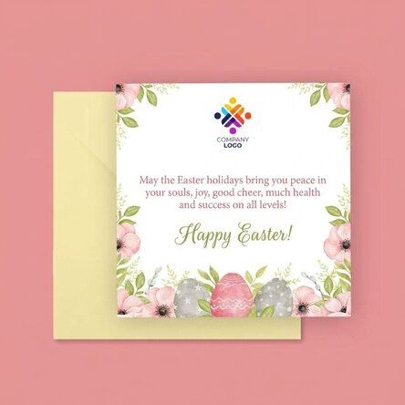 Personalised square card with text and logo - Easter