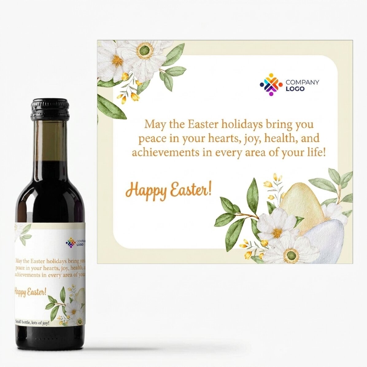Mini wine bottle personalised with logo and message - Easter