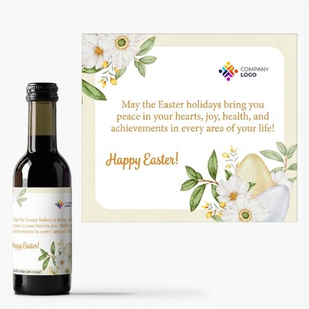 Mini wine bottle personalised with logo and message - Easter