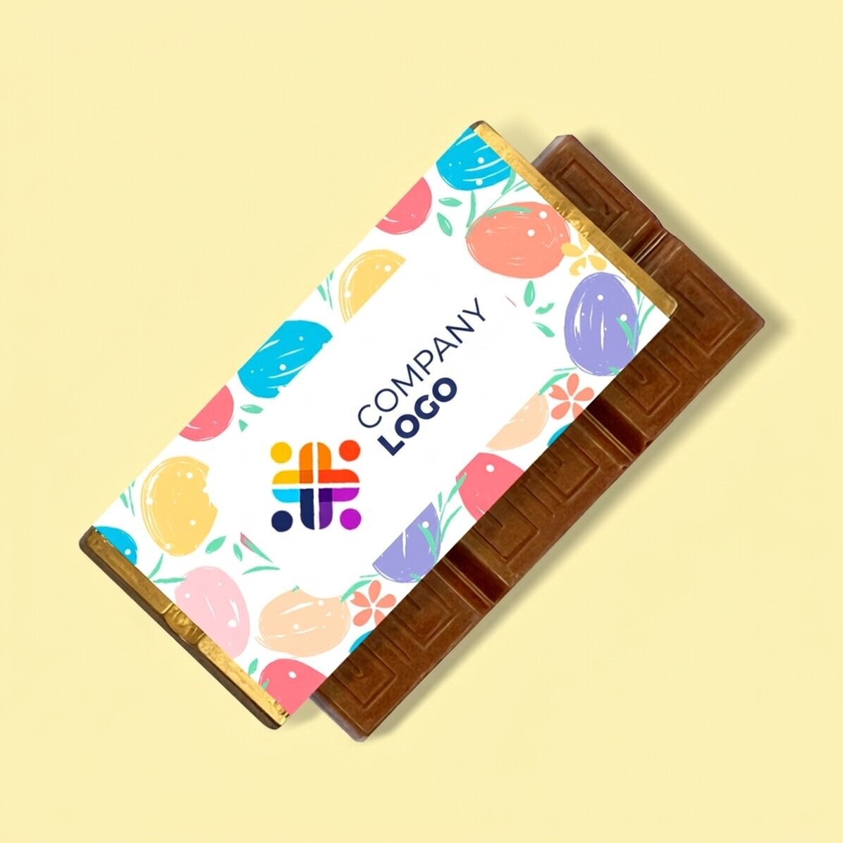 Mini chocolate bar personalised with logo and message - Coloured eggs