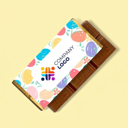 Mini chocolate bar personalised with logo and message - Coloured eggs