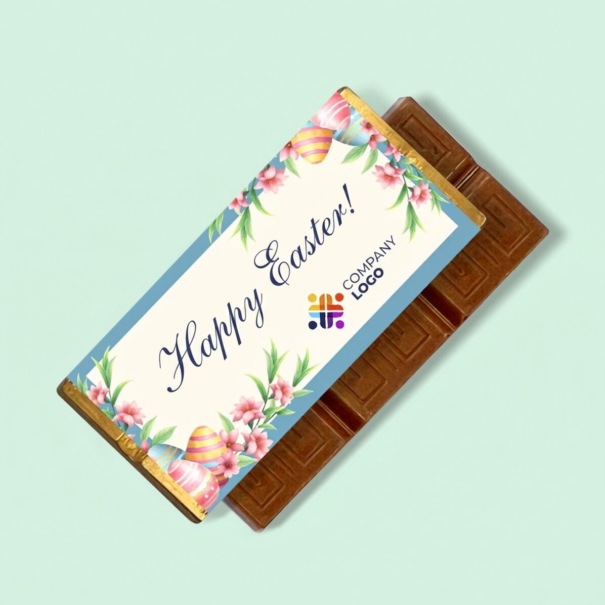 Mini chocolate bar personalised with logo and message - Happy Easter