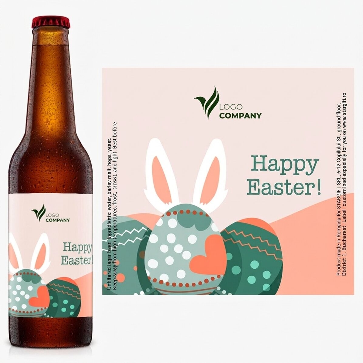Personalised beer with logo and text - Happy Easter!