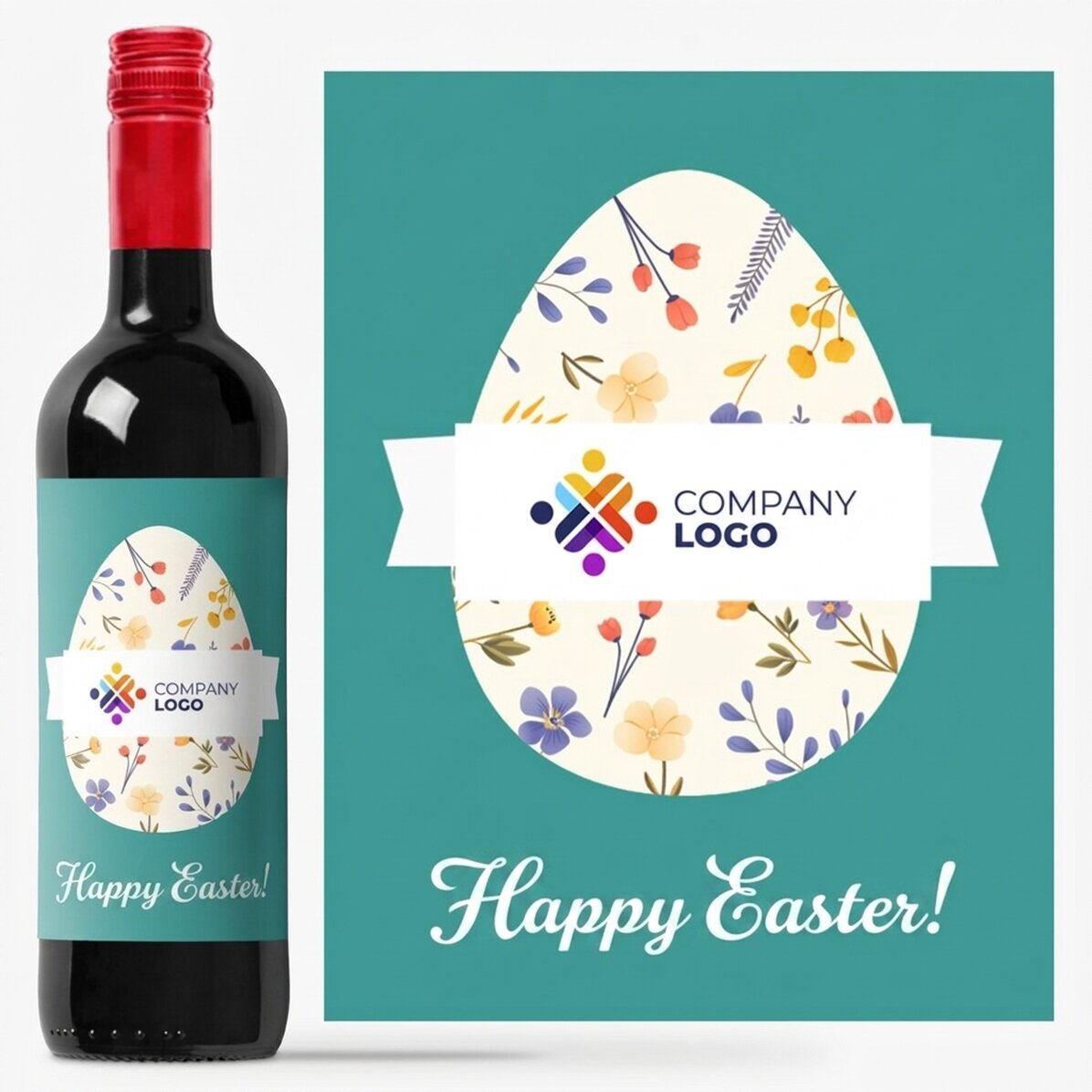 Personalised wine with Easter logo and message
