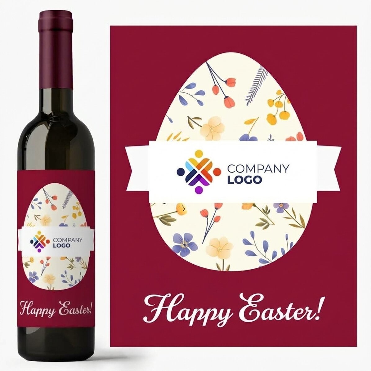 Personalised wine with Easter logo and message