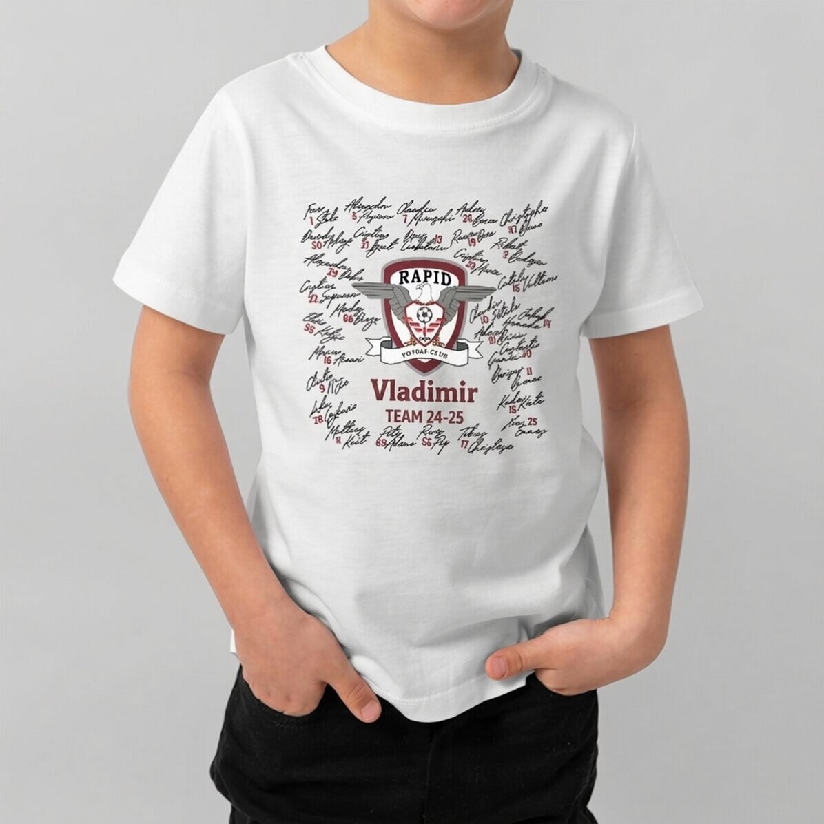 FC Rapid customised cotton T-shirt for children with text - Team 24-25