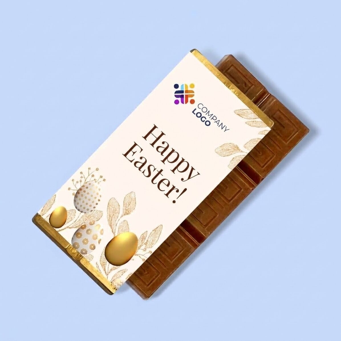 Mini chocolate bar personalised with logo and message - Gold Easter
