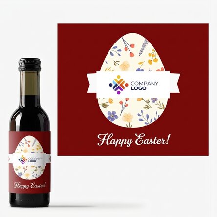 Mini wine bottle personalised with logo and Easter message