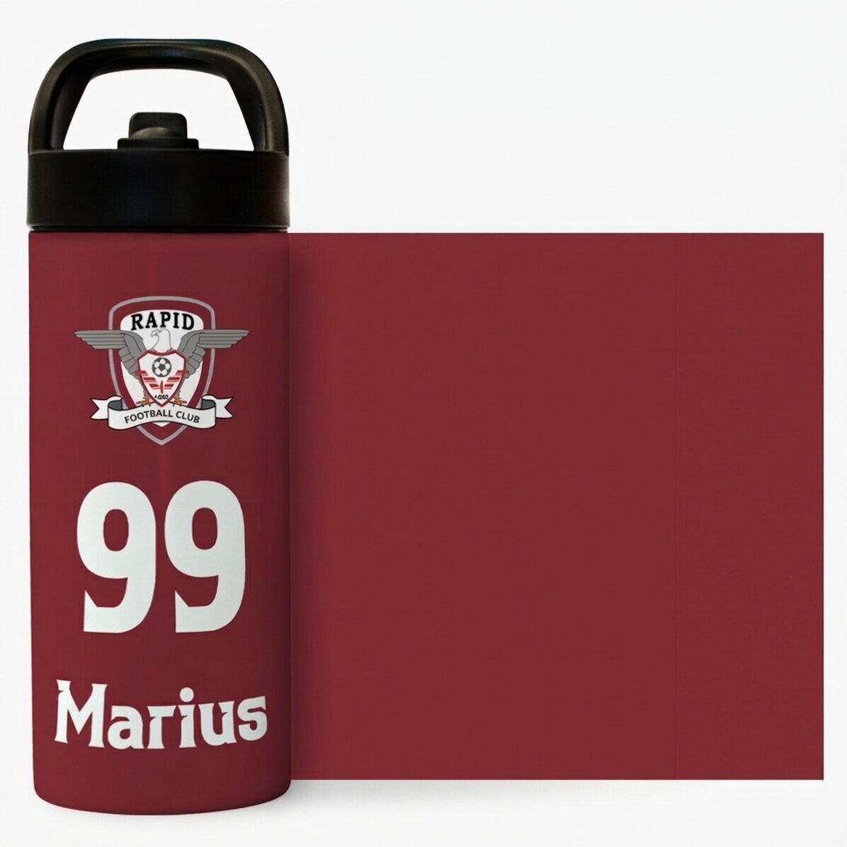 FC Rapid thermos with handle and straw, personalised with name and number
