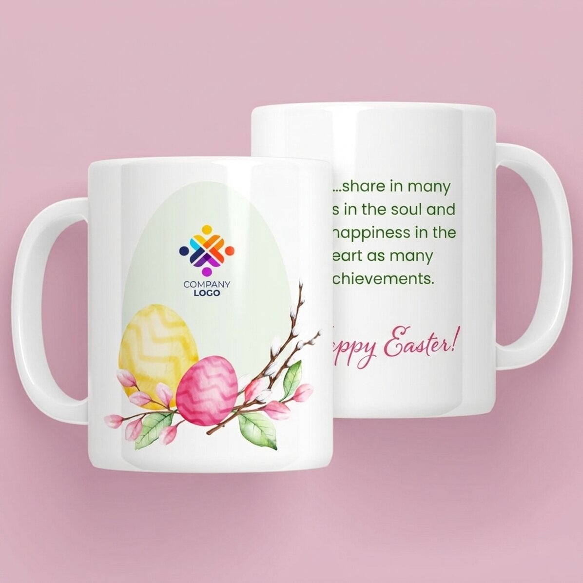 Personalised mug with logo and text - Happy Easter!