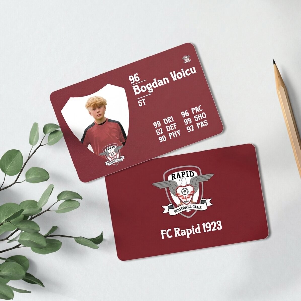 Customised double-sided FC Rapid aluminium card - FIFA card
