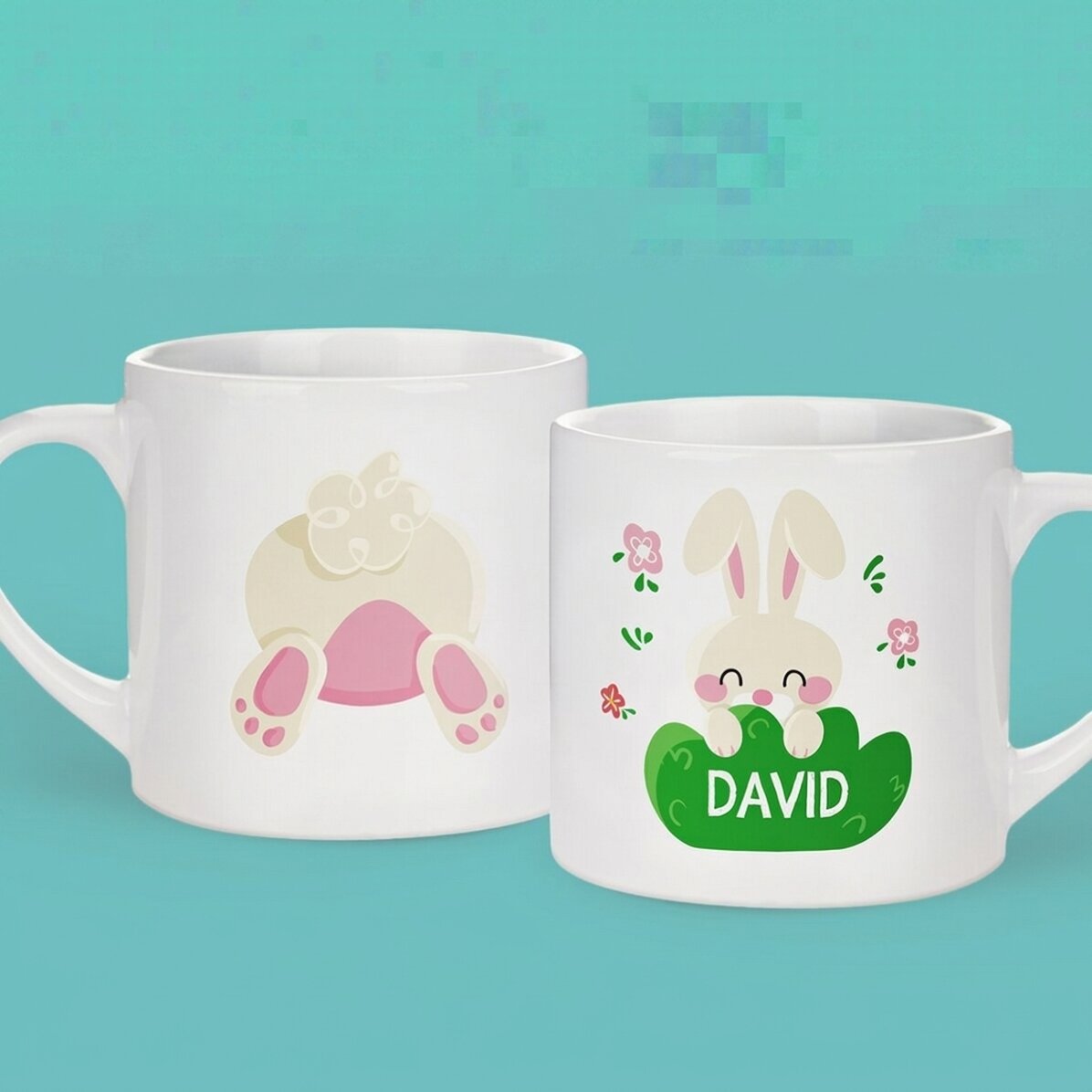 Personalised mug for children with name - Cute bunny
