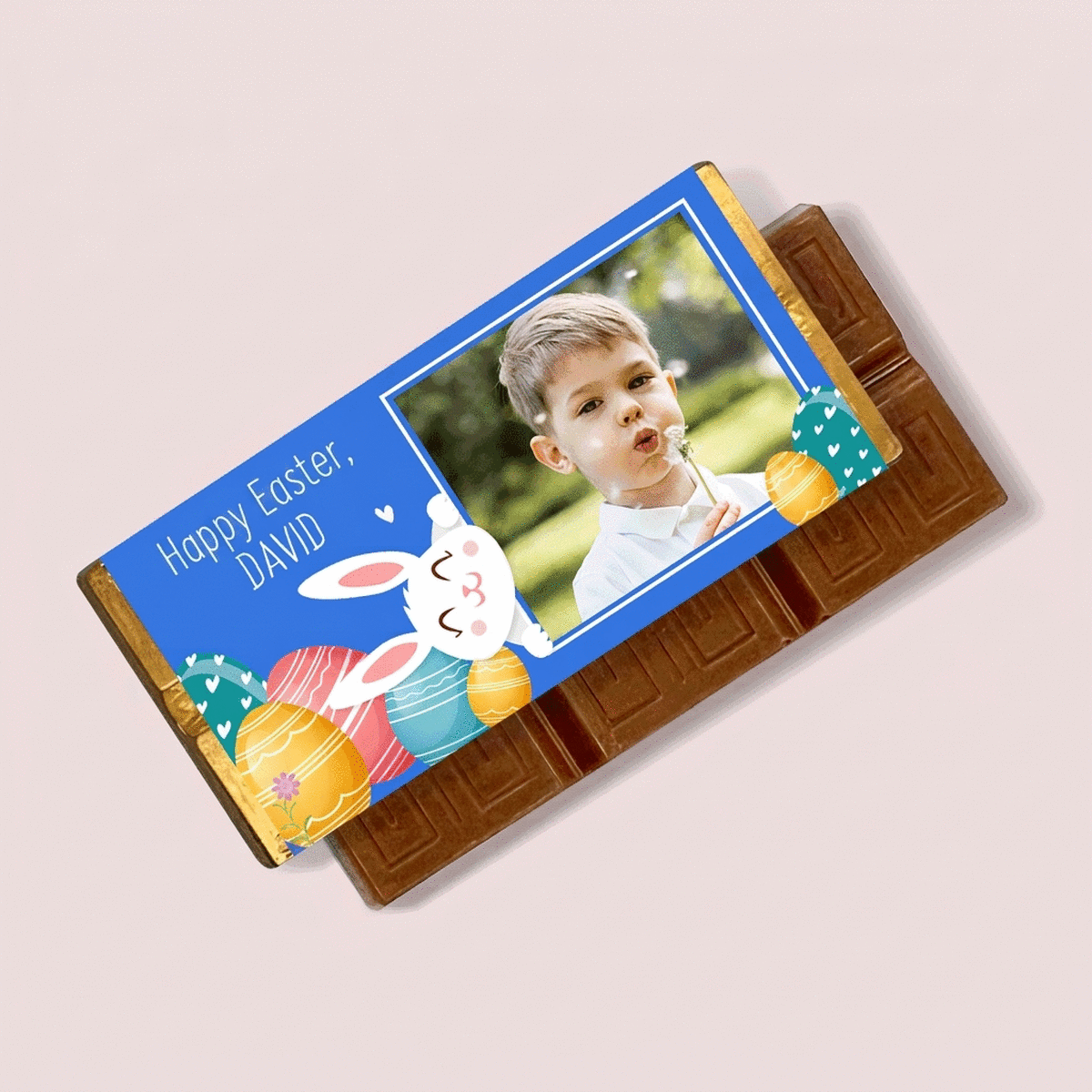 Mini chocolate bar personalised with message and photo - Easter