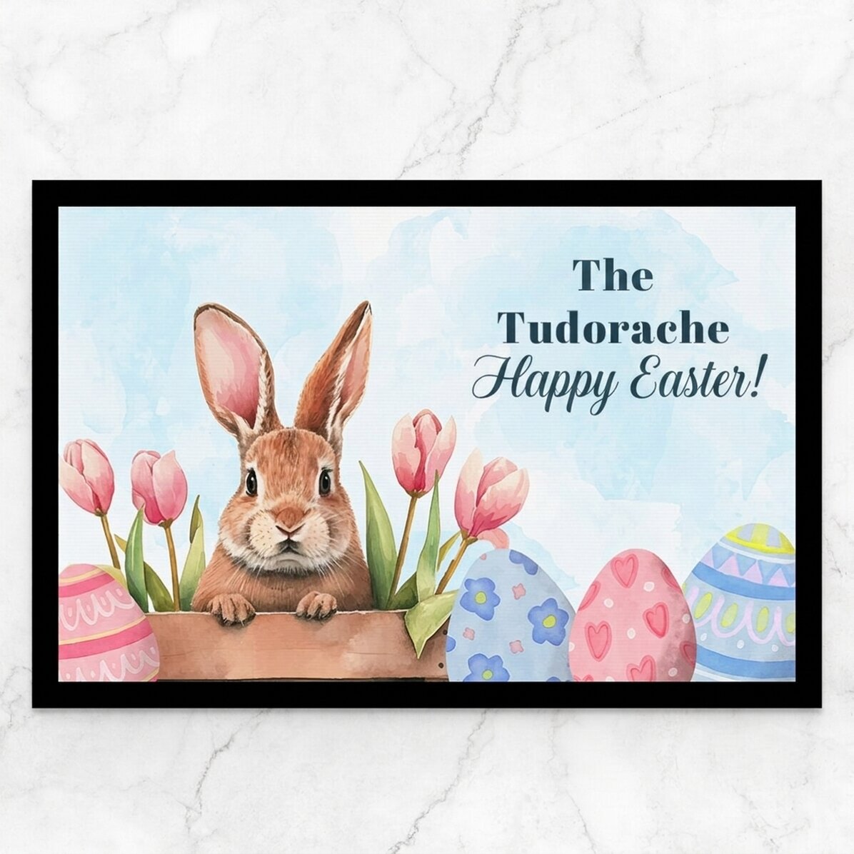 Personalised entrance mat with text - Cute bunny