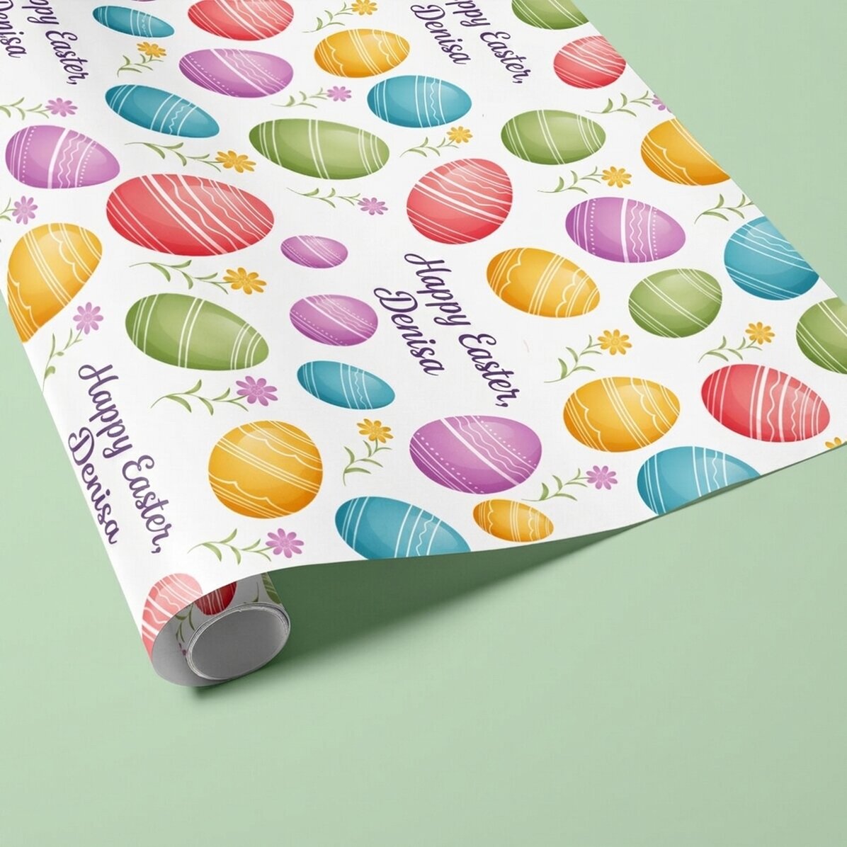 Personalised gift wrapping paper with message - Colourful eggs