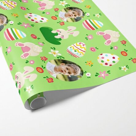 Personalised gift wrapping paper with message and photo - From the Easter Bunny