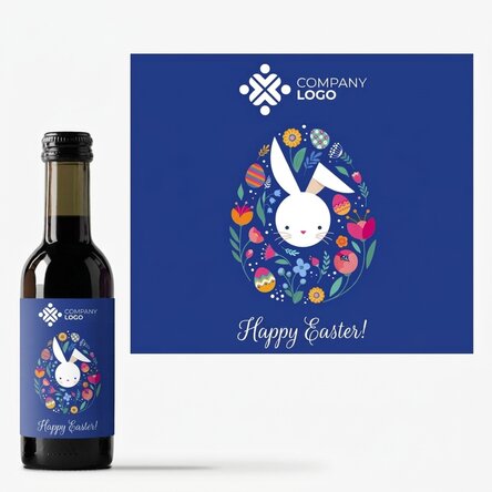 Mini bottle of wine personalised with logo and Easter greeting