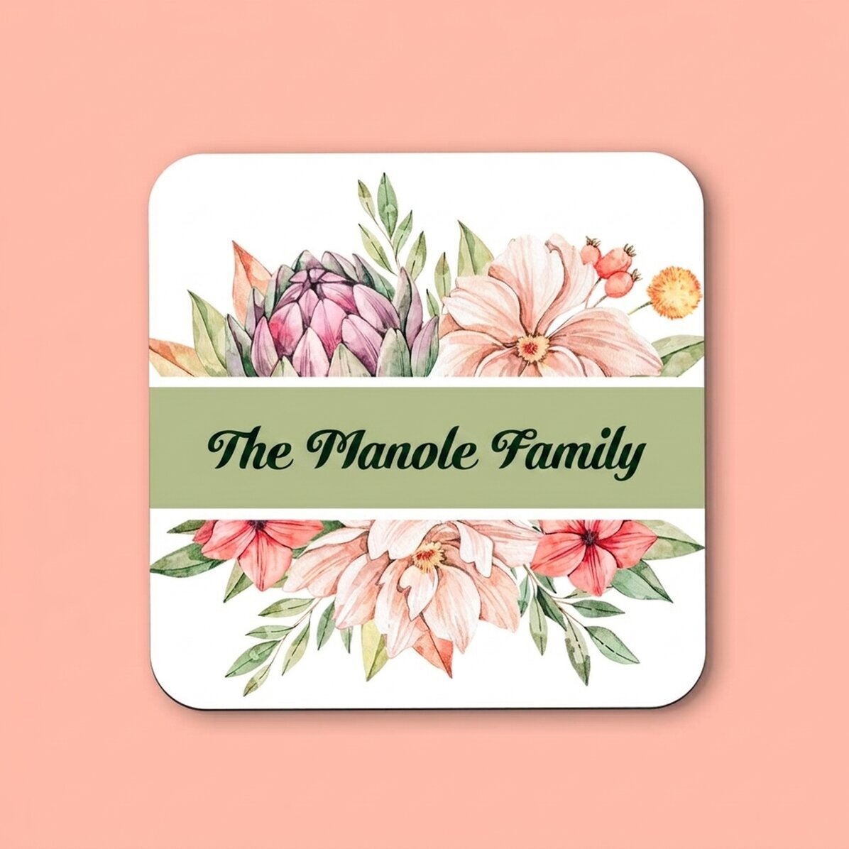 Personalised glass holder with text - Flowers