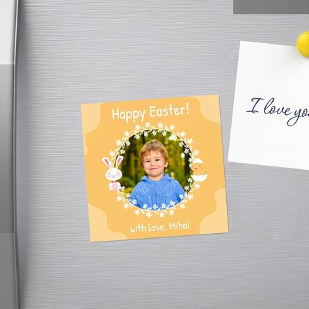 10x10 magnet personalised with a photo and Easter message