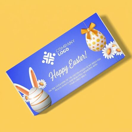 Personalised chocolate with logo and message - Easter