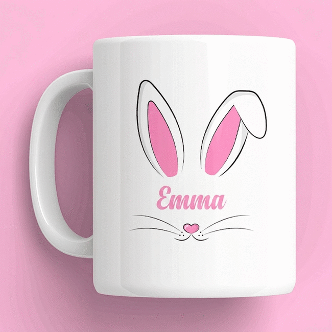Personalised mug with name and text - Bunny ears