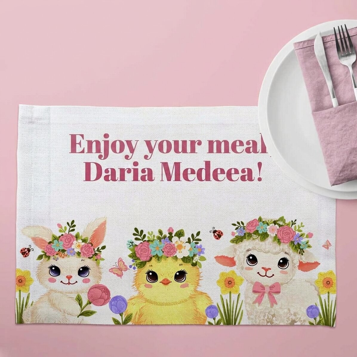 Personalised plate holder with text - Animals