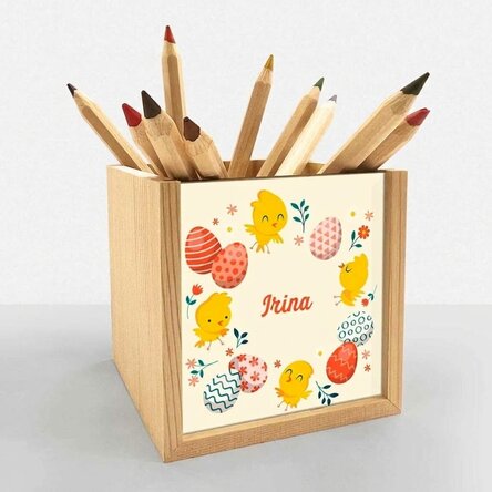 Personalised pencil holder with name - Chicken