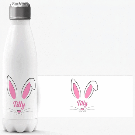 Thermos with white base personalised with name - Bunny