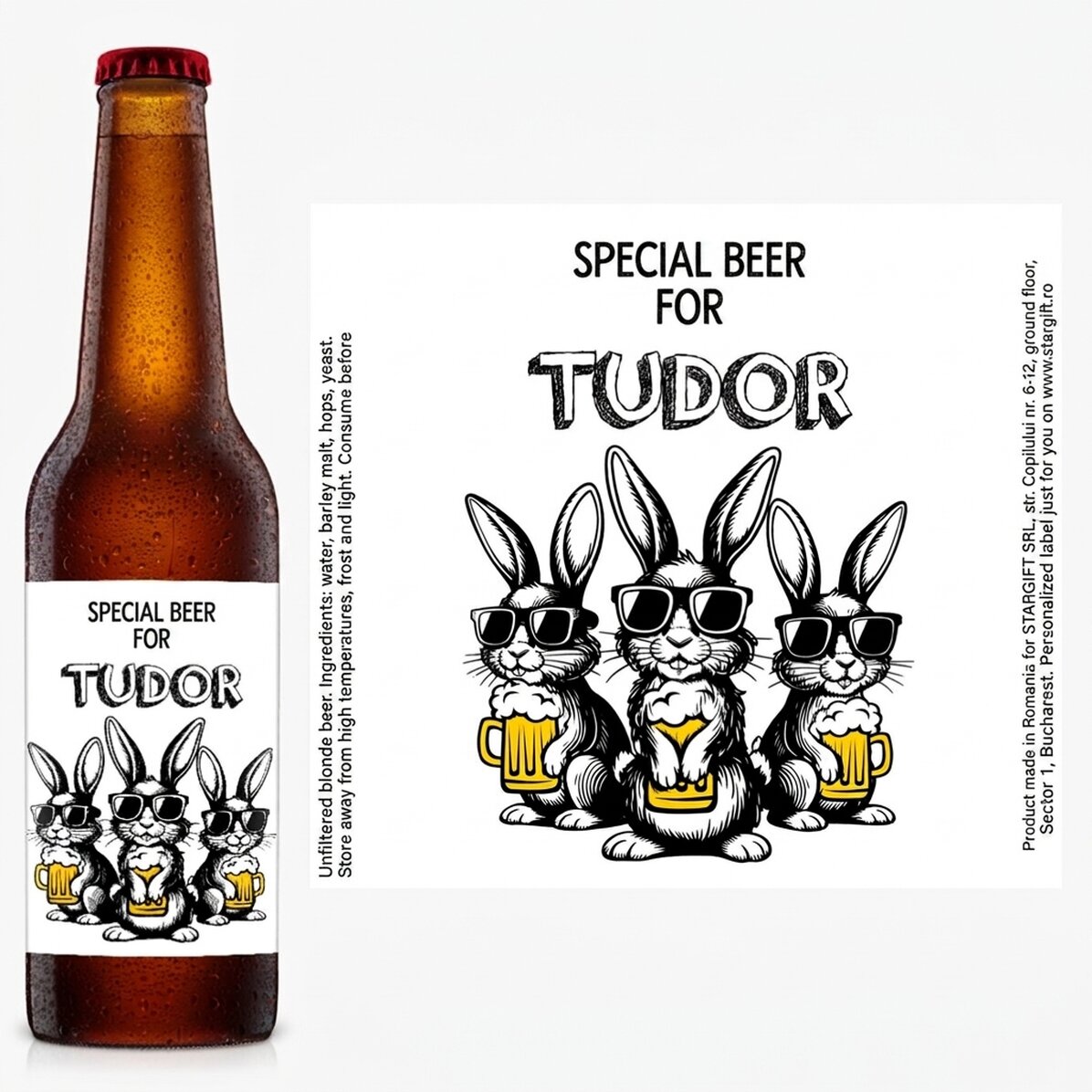 Personalised beer with message - Cool bunny