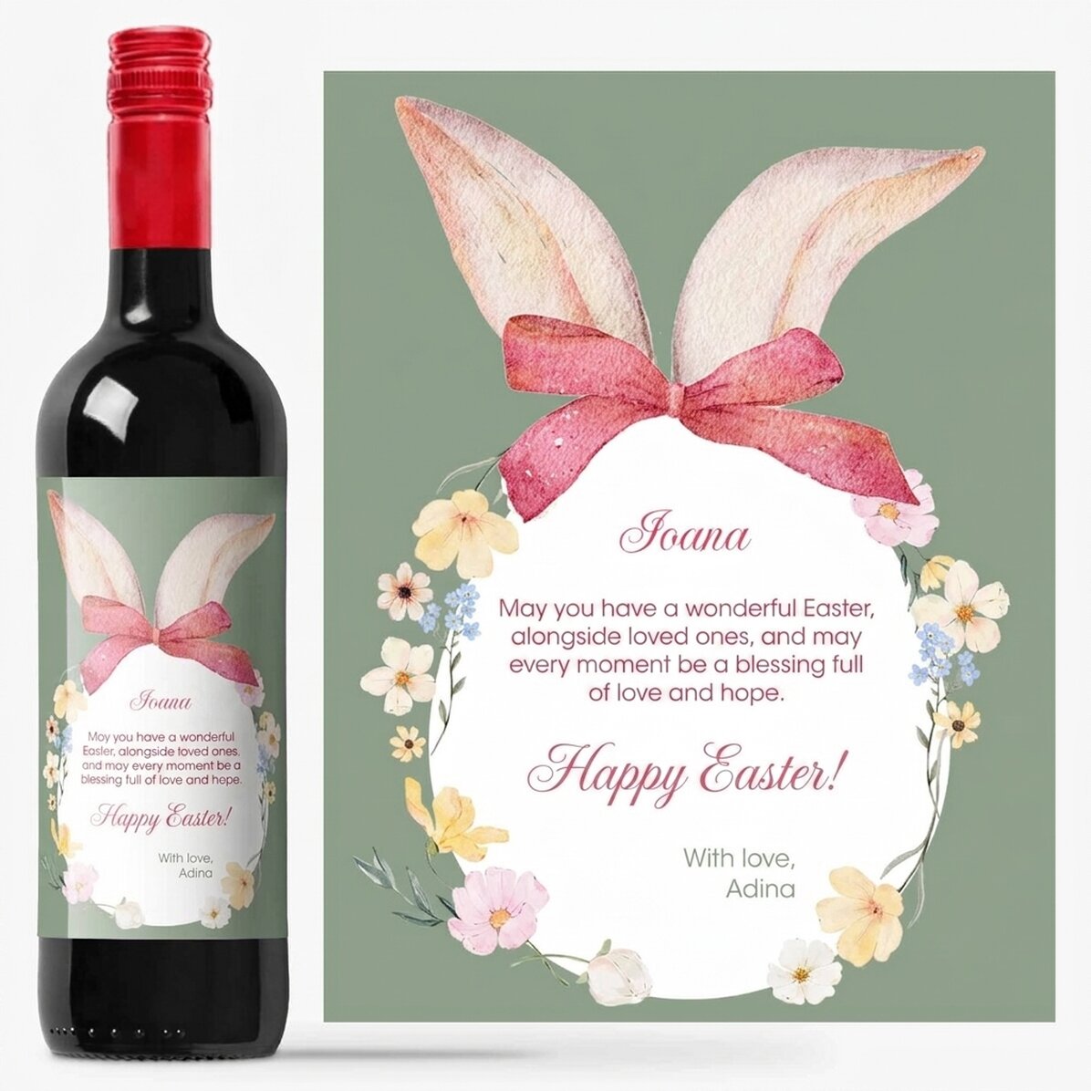 Personalised wine with Easter message - Happy Easter!