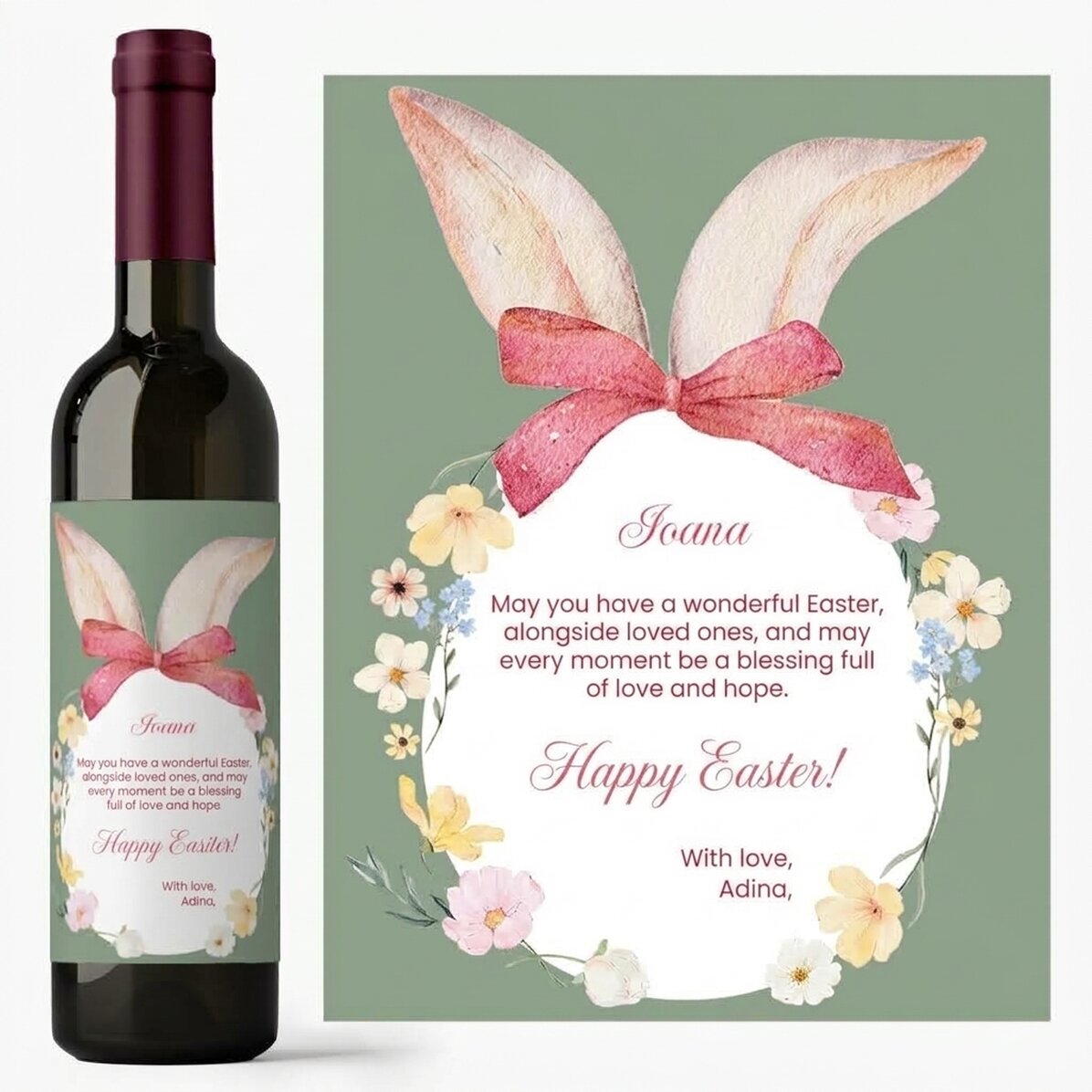 Personalised wine with Easter message - Happy Easter!