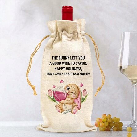 Personalised wine bottle bag - Drinking bunny