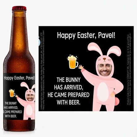 Personalised beer with photo and message - Rabbit