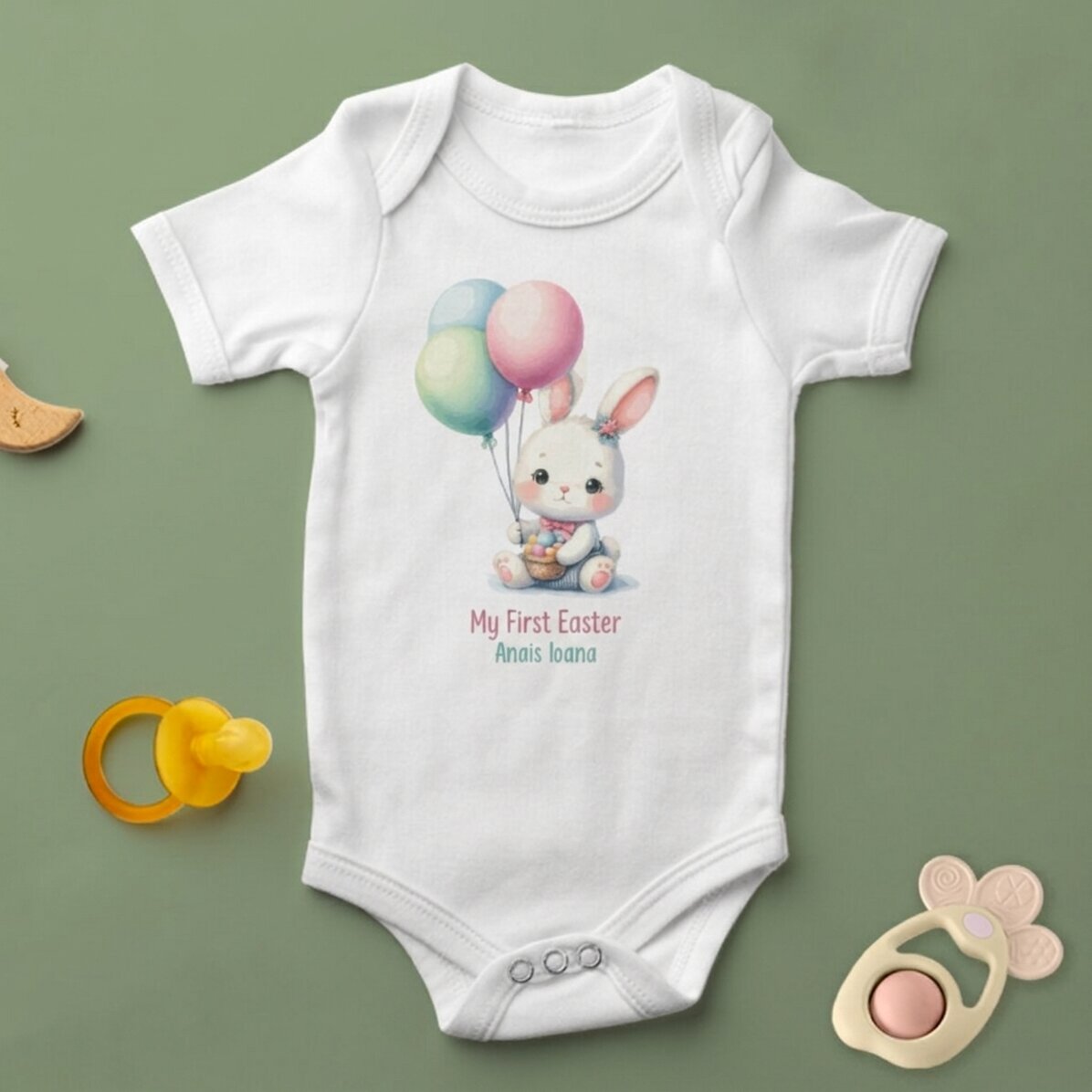Personalised baby bodysuit with text - My first Easter