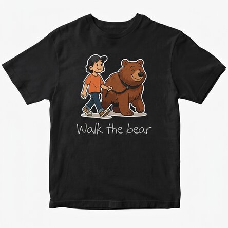 Custom cotton T-shirt with text - Walk the bear