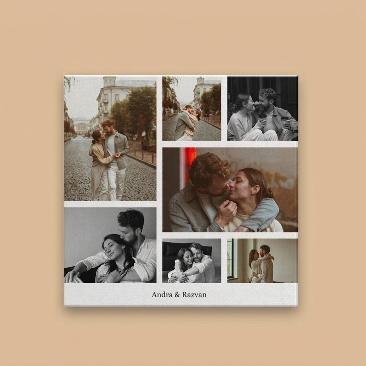 Personalised canvas painting with 7 photos and text