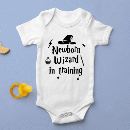 Personalised baby bodysuit with text - Wizard/witch