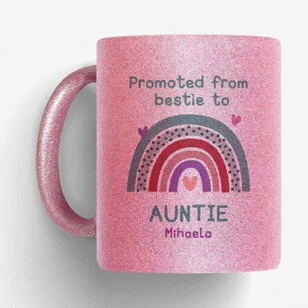 Personalised glitter mug with text - Rainbow