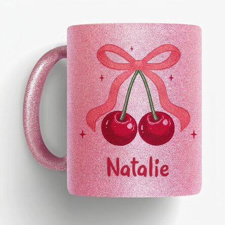 Personalised glitter mug with text - Cherry