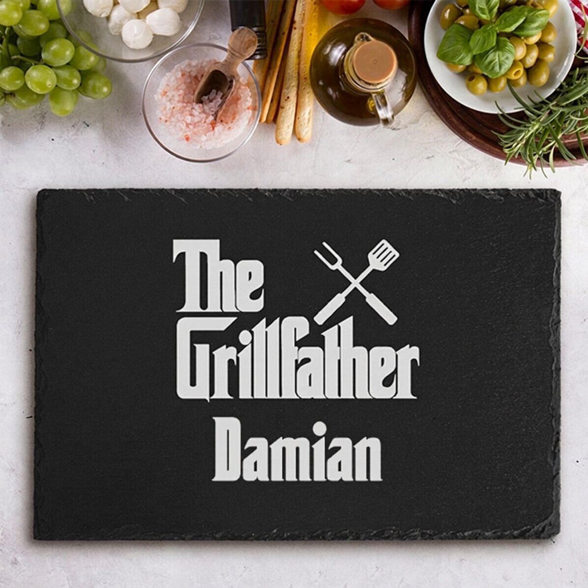 Personalised engraved slate plaque with text - The Grillfather