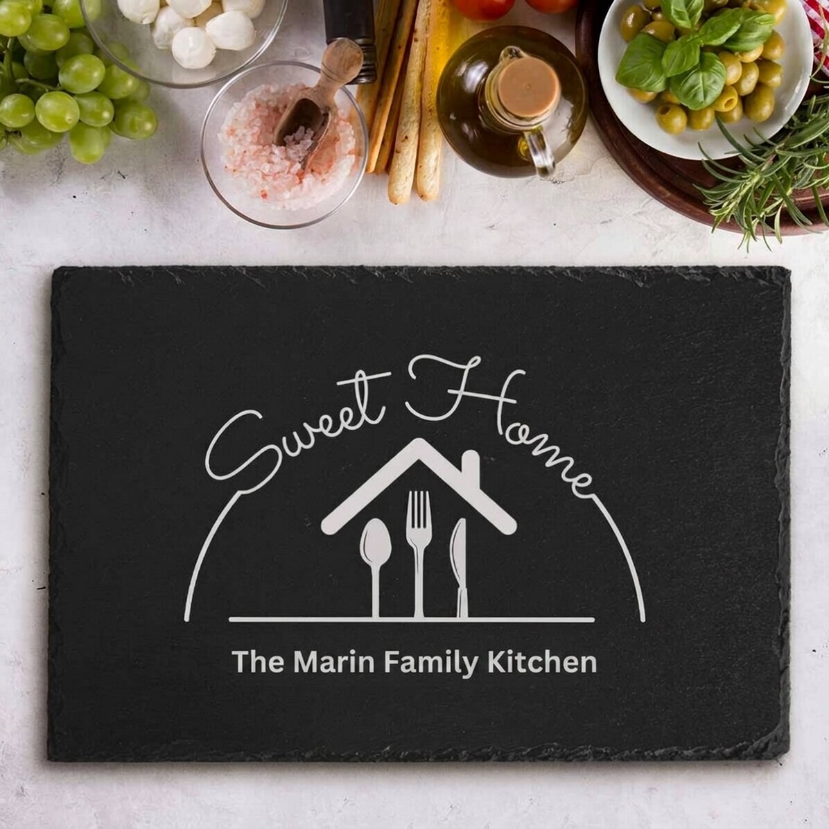 Personalised engraved slate plaque with text - Sweet home