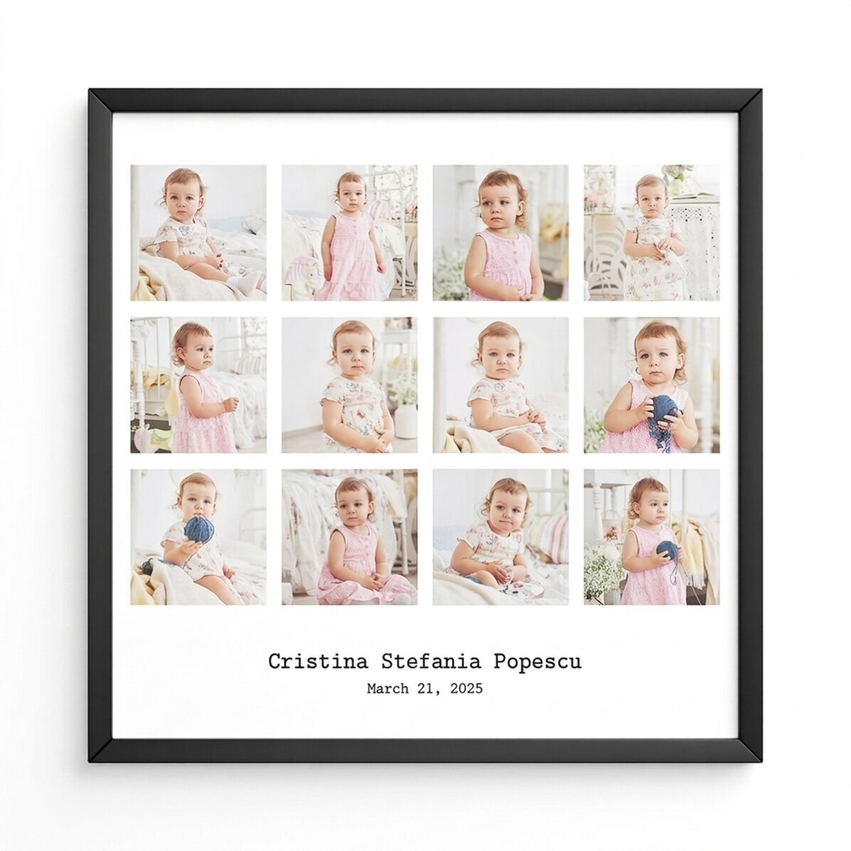 Personalised canvas with 12 photos and text