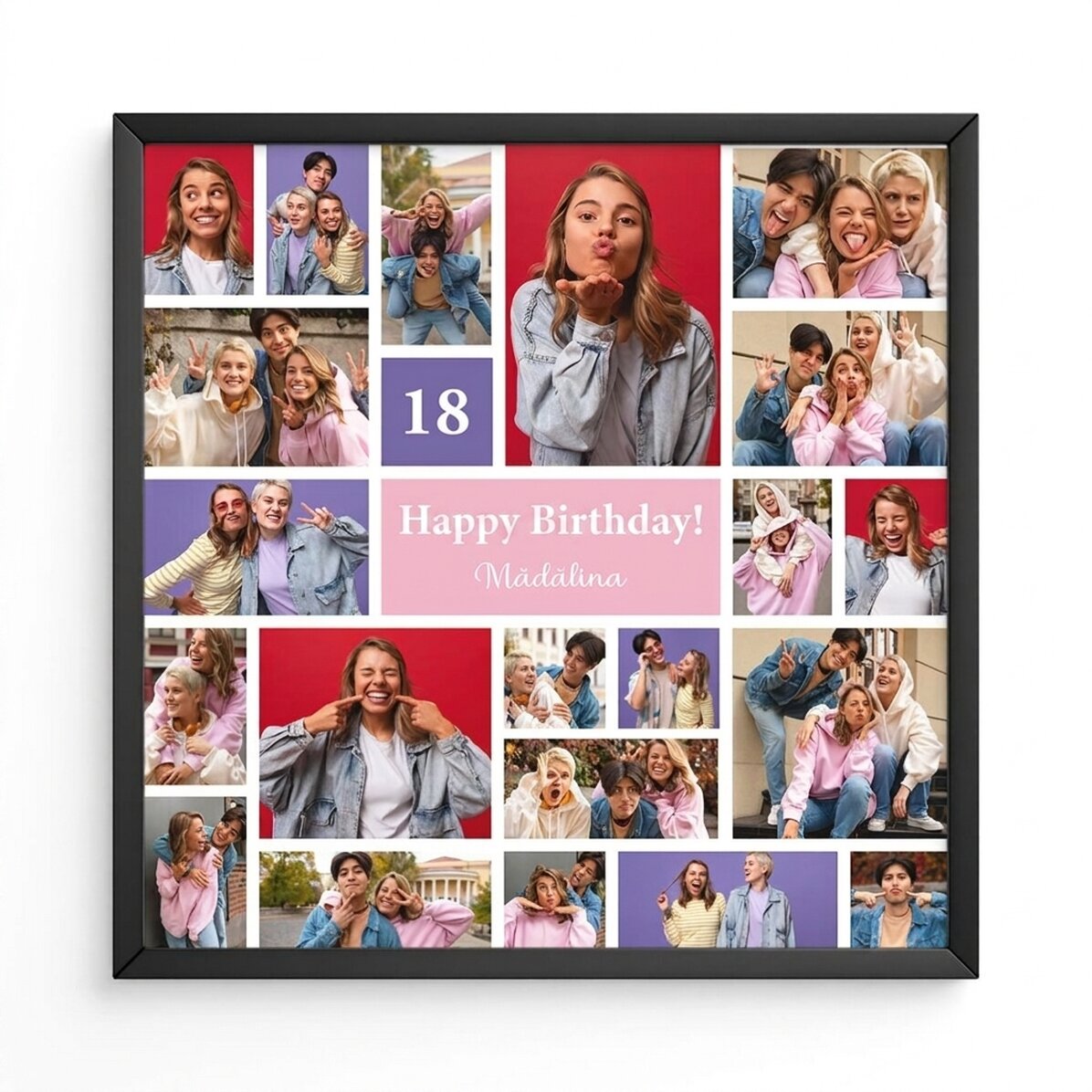 Personalised canvas with 21 photos and text - Collage