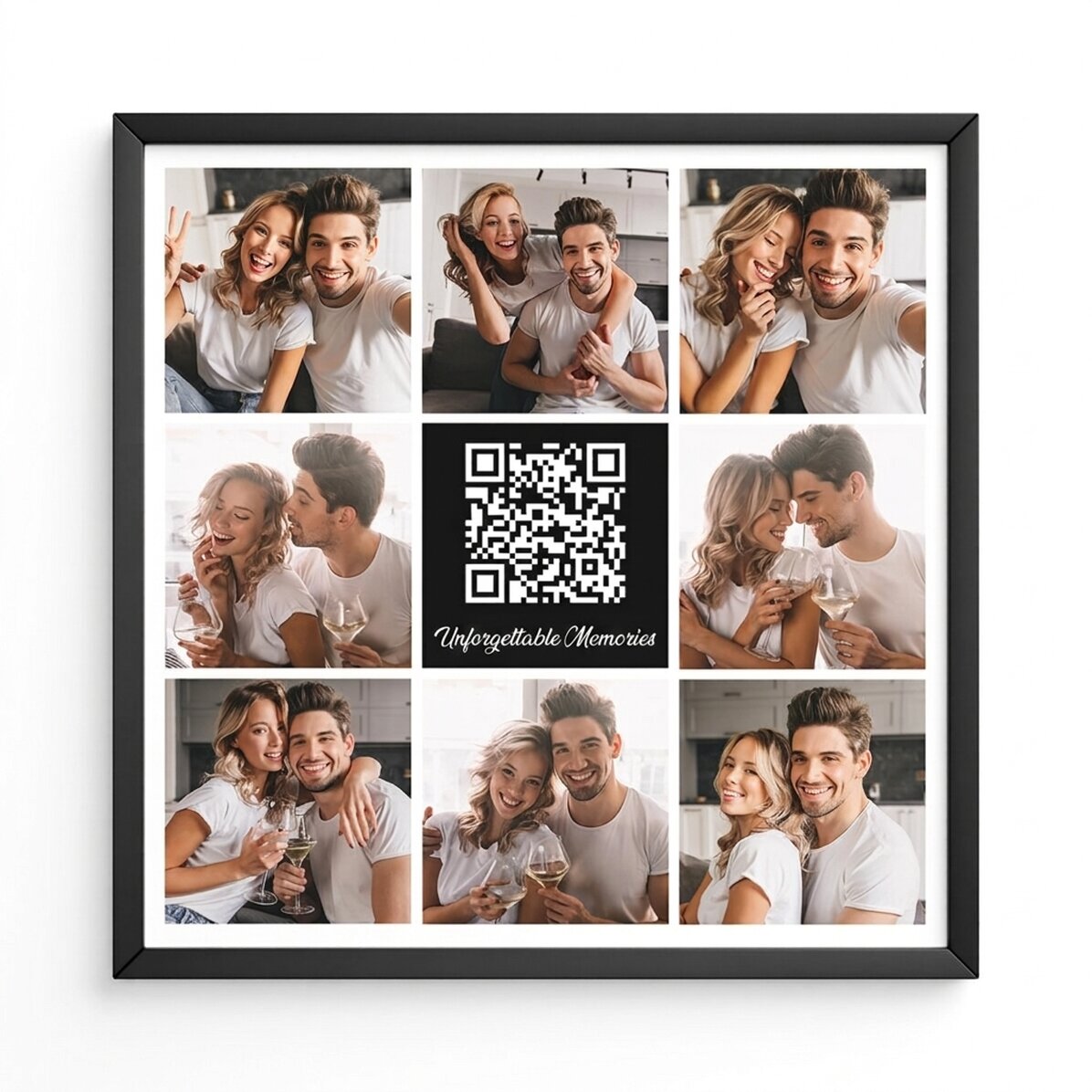 Personalised canvas with 8 photos, QR code and text