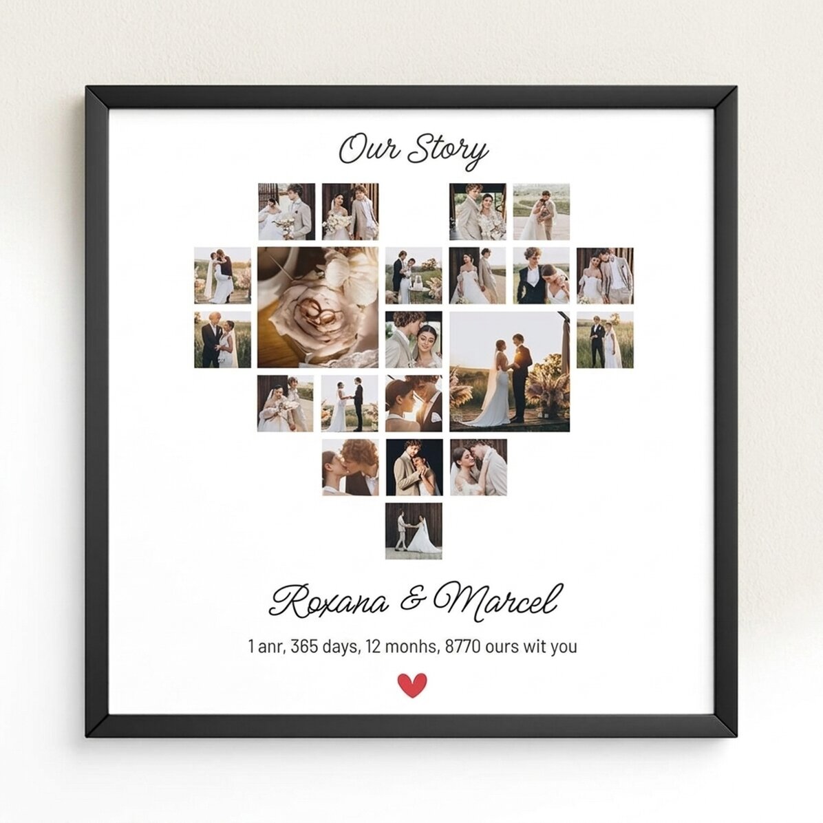 Personalised canvas with 21 photos and text - Our story